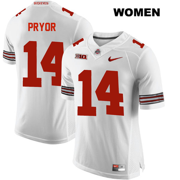 Ohio State Buckeyes Women's Isaiah Pryor #14 White Authentic Nike College NCAA Stitched Football Jersey TW19L07OY